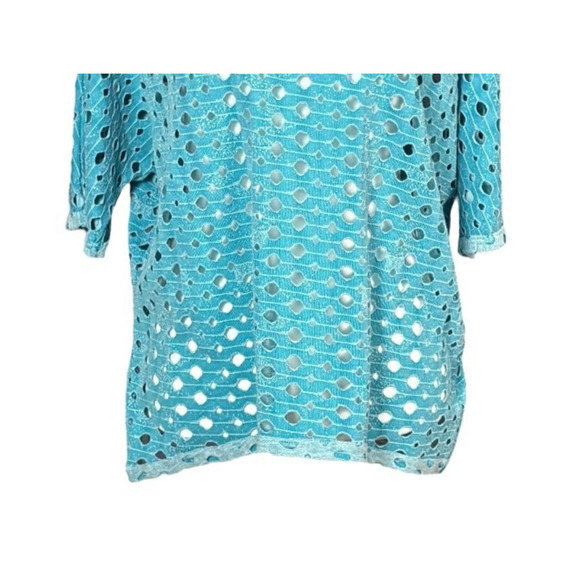 Clara Sun Woo Top Size Medium Blue Lagenlook Artsy Boho Beachy Coastal Prep - Picture 4 of 7